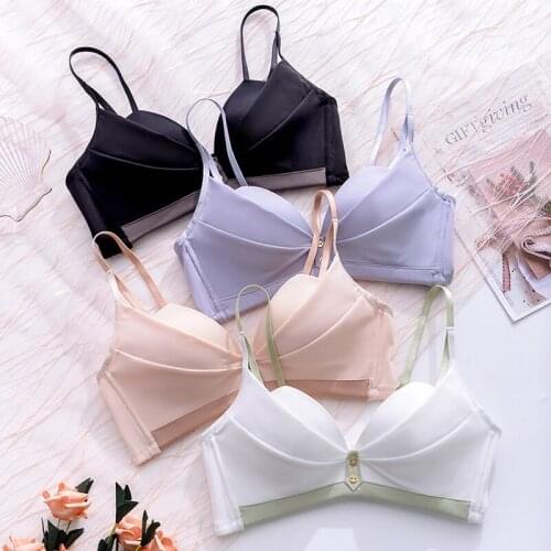 Wasteheart New Women Fashion Purple Pink Wireless Padded Bras Sexy One-Piece Bras Bralette Cup A B Seamless Underwear