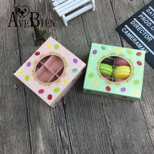 AVEBIEN 10pcs Drawer Type pink Macarons Dessert Box Cake Box Chocolate Muffin Biscuits Box for Cookie Package Baking packaging