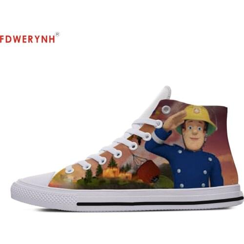 Womens Customized Casual Canvas Shoes Cute For Fireman Sam High Top Shoes Independent Design Women Breathable Custom Shoes
