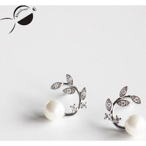 Womens Stud Earrings 925 Sterling Silver 2017 Rhinestones Jewelry Elegant Party Gift Simulated Pearl Female Stud Earrings