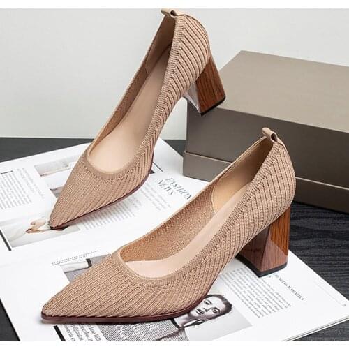 New mesh breathable high-heels high-quality fabric shallow Pointed Toe Party summer high-heel womens shoes