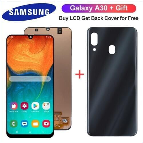 6.4'' Super AMOLED For Samsung Galaxy A30 A305 SM-A305F A305FN LCD Display Touch Screen Digitizer Assembly with Back Cover