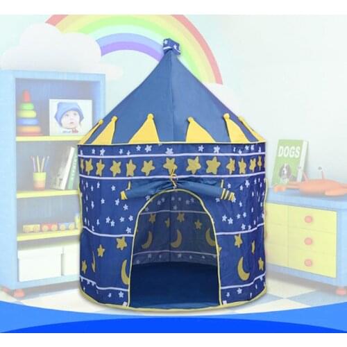 1pc Play Tent Portable Prince Princess Folding Tent Children Boy Castle Cubby Play House Kids Gifts Outdoor Toy Tents