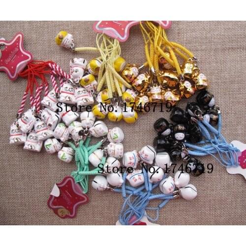 100 pcs Cute Cartoon Cat Cartoon Cell Phone Strap Bell Charm M-109