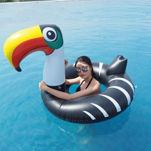 135cm Giant Balck Toucan Unicorn Swimming Ring Newest Pool Float For Women Men Water Toys Lounger Air Mattress Boia Piscina
