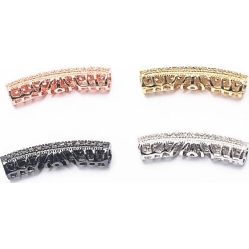15*22mm Elbow round pipe micro pave cz zircon cubic zirconia beads DIY Copper necklace bracelet connectors accessories rtg42