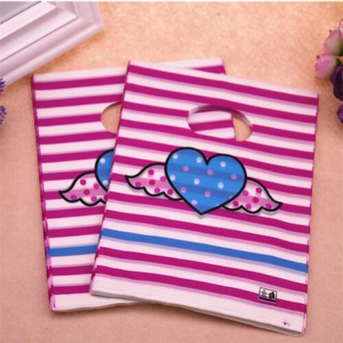 2016 Hot Sale New Design Wholesale 100pcs/lot 15*20cm Angel Plastic Bags With Hanldes Favor Party Packaging Shopping Gift Bags