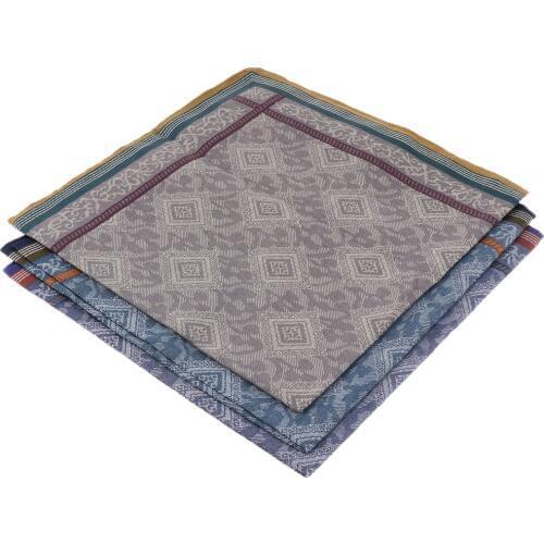 3pcs Classic Mens Plaid Handkerchiefs 100% Cotton Pocket Square Hanky