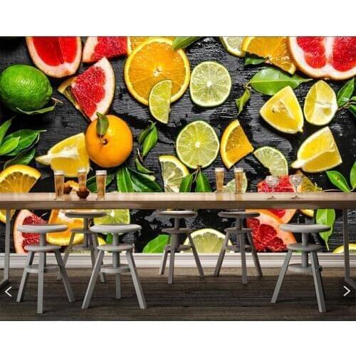 Citrus Lime Lemons fruits Food 3d wallpaper,restaurant coffee shop dining room living room tv wall kitchen bar custom 3d murals