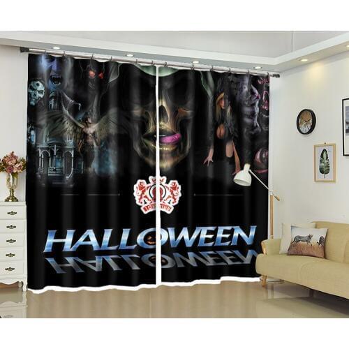 3D Window Curtains Horrible Halloween night print Blackout Living Room Hotel Bedroom decorate Drapes Cortinas Rideaux pillowcase