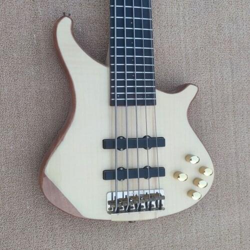New 5-String electric guitar bass, wood color, gold hardware color can be customized, free transportation