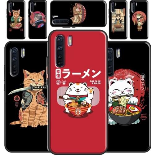 Neko Ramen Japan Cat Anime Case For OPPO A93 A91 A83 A5 A9 A31 A53 2020 A52 A72 A15 A3S A5S F5 Find X3 Pro Cover Capa