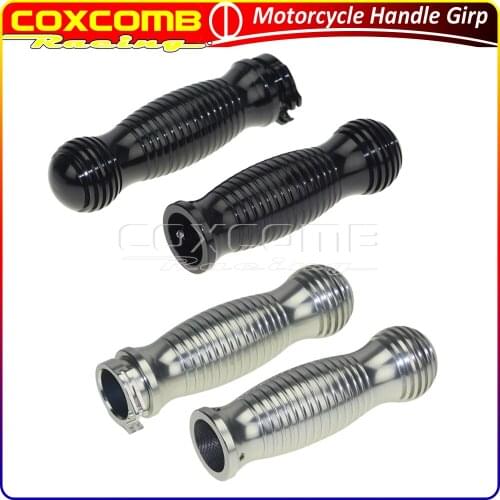 Black/Polish Motorcycle Old School Style 1" 25mm Aluminum Hand Grips For Harley Honda Yamaha Cruiser Cafe Racer Bobber Chopper