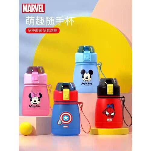 Disney Child Water Plastic Cup Mickey Mouse Frozen Straw Cup Straight Drink Cup Student Marvel Sofia baby water bottle for kids