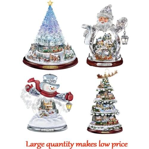 Dropshipping Christmas Tree Rotating Sculpture Train Decorations Paste Window Stickers Christmas Decorations Winter Home Decor