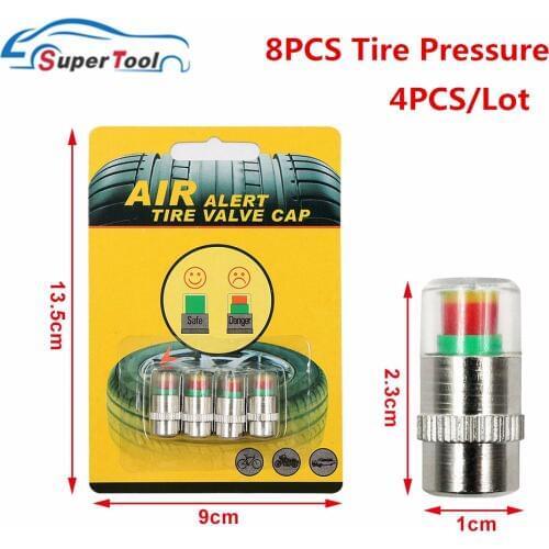 4PCS Car Tire Pressure indicator Monitoring Valve Cap Sensor Auto Tire Pressure Indicator 3 Colors Eys Alert Diagnostic Tool Kit