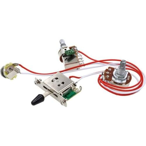 Electric Guitar Wiring Kit 1 Volume 1 Tone 3 Toggle Switch 500K Pots Jack 1 Set