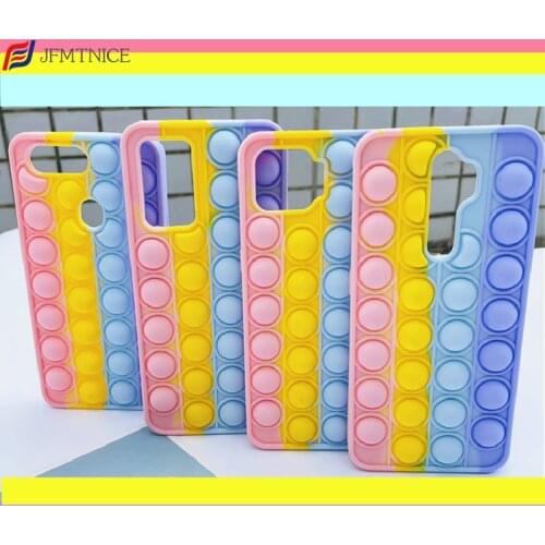 Korea Cute Pop Push Bubble Fidget Toys Case for OPPO A15 A15S A54 A53 A93 A12 A31 A9 A5 2020 A5S A3S A59 A57 Reno 4F F7 F9 F11