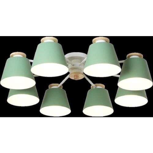 Colorful Chandelier Lighting For Living Room LED Lustre Wooden Hanging Light Ceiling Chandeliers Modern Kitchen Lights