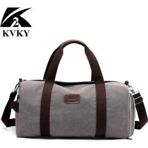 KVKY Brand Men Travel Bags Large Capacity Women Luggage Travel Duffle Bags Canvas Big Travel Handbag Portable Trip Boston Bag