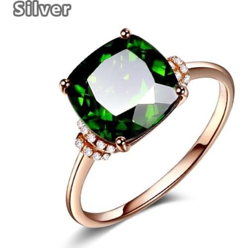 LKN Europe and America plated with 18K rose gold grandmother green gem ring ladies inlaid with colorful jewelry rings wholesale