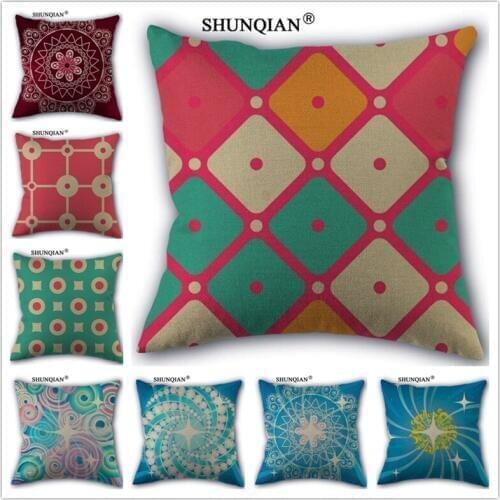 Linen Cotton Mandala & whirlpool Pillow Cover Custom Print Home Decorative Pillows Cases 45x45cm one side YSJ417-10