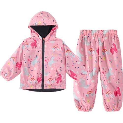 LZH Children Clothing Autumn Winter Girls Clothes Unicorn Raincoat Jackets+Pants Outfit Kids Sports Suit For Boys Clothing Sets