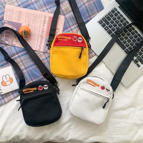 Fashion Canvas Crossbody Bags for Women 2021 Casual Small Shoulder Bag Handbag Zipper Students Mini Messenger Bag Purse Flap