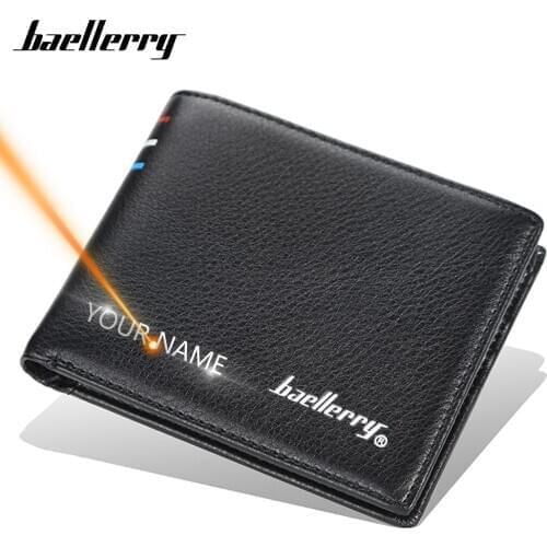 2020 Fashion Men Wallets Short Name Engraving Solid Purse Man Slim Sample Style Card Horder Quality Male Wallet For Boy Carteria