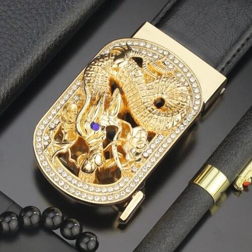Dragon belt men High Quality Automatic buckle Golden Black genuine leather ceinture homme casual classic Waistband for male