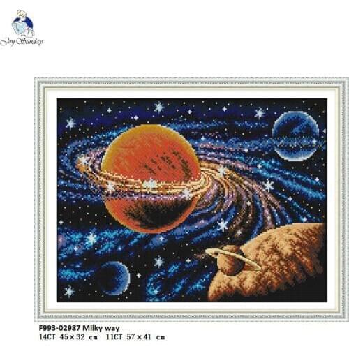 Joy Sunday Milky Way Counted DIY Hand Cross-stitch kits 11CT 14CT DMC Printed for Embroidery Needlework Accessory Home Decor