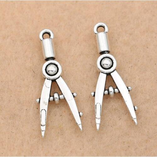 KJjewel Antique Silver Plated Compasses Charms Pendants Jewelry Making Necklace Diy Jewelry Findings Handmade 28x12mm
