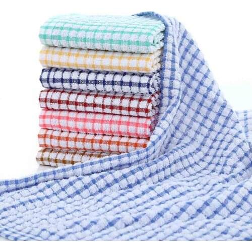 Lattice Towel Cleaning Cloth Tea Towels Kitchen Plaid Dish Cotton Absorbent Cloths Dishcloth Handkerchief
