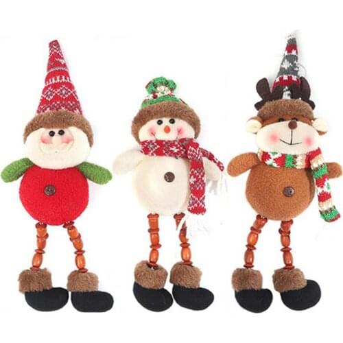 Christmas Dolls Santa Claus Snowman Elk Toys Elk Hanging Foot Doll Xmas Figurines Christmas Gift For Kid Red Xmas Tree Ornamen