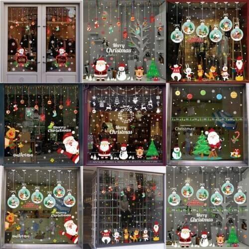 Wall Window Christmas Stickers Christmas Decoration For Holiday Merry Christmas Ornaments Xmas Snowflake Santa Claus elk