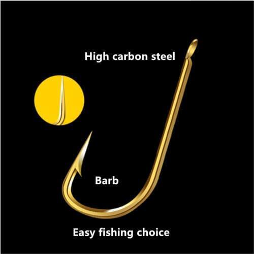 5pcs/Winter fishing High-carbon steel Barbed fish hook 10# Artificial crank Spin Barb Gold Nickel Single Carp fishing hook lure