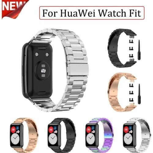 2021 Replacement Stainless Steel Metal Watch Band For Huawei Watch Fit Strap Bracelet for huawei fit Smart Watch Accessories