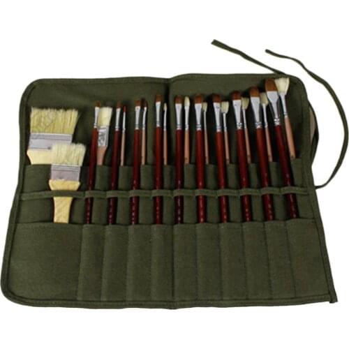 Brush Bag Artist Watercolor Draw Pen Oil Paint Roll Up Canvas Cases Holder Pouch Dropshipping