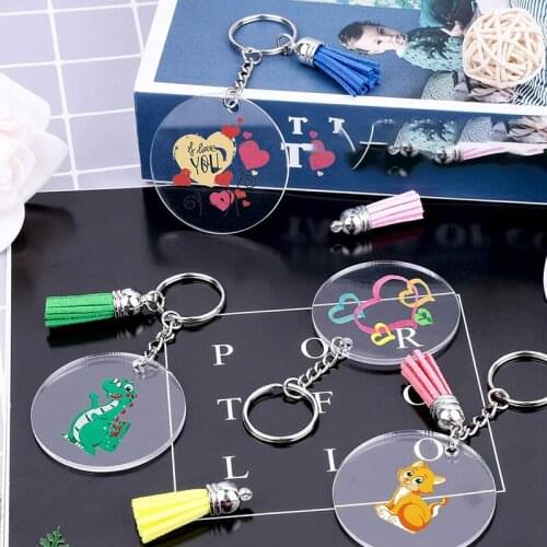 126Pcs Unique Creative DIY Handicraft Acrylic Key Chain Multicolor Tassel Pendant Key Ring Set