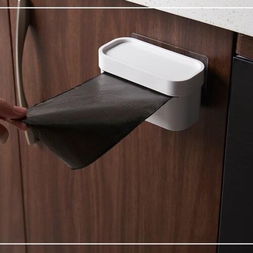 Japanese Style Traceless Storage Boxes Kitchen Garbage Bag Storage Box Wall Mounted Recycle Bag Dispenser Kitchen Bins Organizer