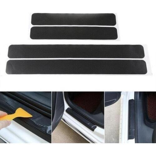 4pcs 3D Carbon Fiber Car Door Sill Protector Stickers for Land Rover LR4 LR3 LR2 Range Rover Evoque Defender Discovery Freelande