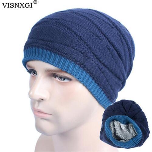 VISNXGI Unisex Beanie Winter Hats Cap Men Women Hat Beanies Stripe Knitted Thick Hat Male Female Warm Wool Cap Knitted Beanie
