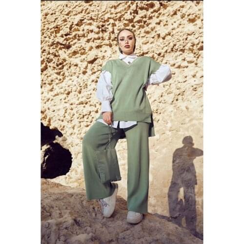 2 Pieces Women’s Set, Maxi Dress and Cardigan Double Suit For Winter Islamic Fashion Muslim Clothing Turkey Dubai 2021