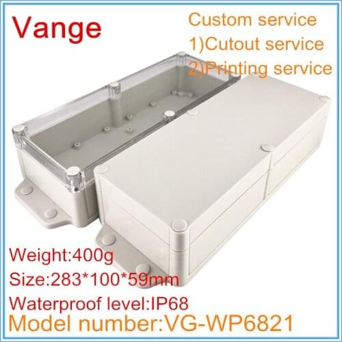 1pcs/lot IP68 waterproof junction enclosure 283*100*59mm wall-mounted ABS plastic project enclosure box for electronics module