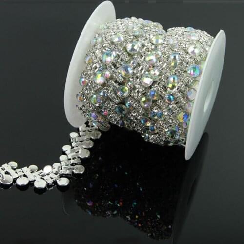10Yards AB Crystal Rhinestone Chain Trimming Bridal Sash Applique Wedding Belt Garment Accessories