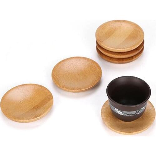 200pcs natural bamboo small round dishes Rural amorous feelings wooden sauce and vinegar plates Tableware plates tray#315