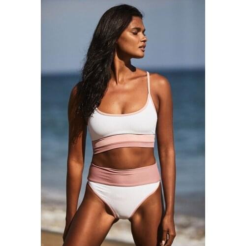 2021 Knitted Swimwear Women Bikini Set Patchwork Sexy Swimsuit White Brazilian Two Piece Swimming Suit Bathing Suit Woman Trajes