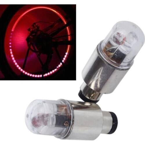 2X Motorbike Wheel Tire Tyre Valve Stem Cap Neon Strobe LED Light Lamp Kit
