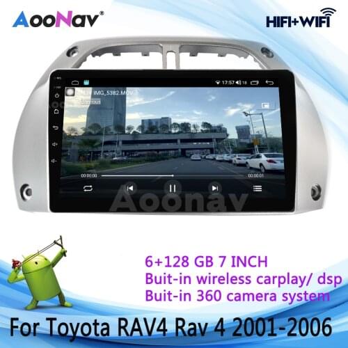 360 Camera Car Radio For Toyota RAV4 Rav 4 2001-2006 Tesla QLED Screen 128GB Android Stereo DVD Multimedia Player GPS Navigation