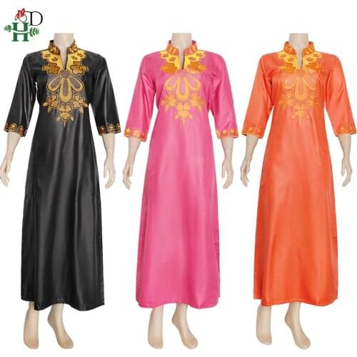 H&D African Dresses For Women Fashion New Africa Ankara Maxi Dress Embroidery Dashiki Evening Gown Wedding Party Elegant Outfit